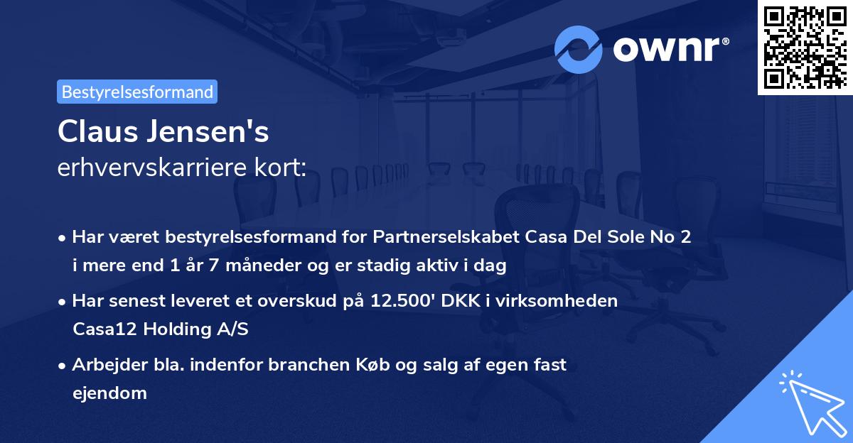 Claus Jensen's erhvervskarriere kort
