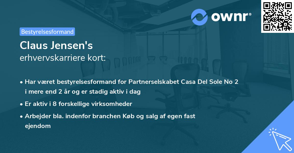 Claus Jensen's erhvervskarriere kort