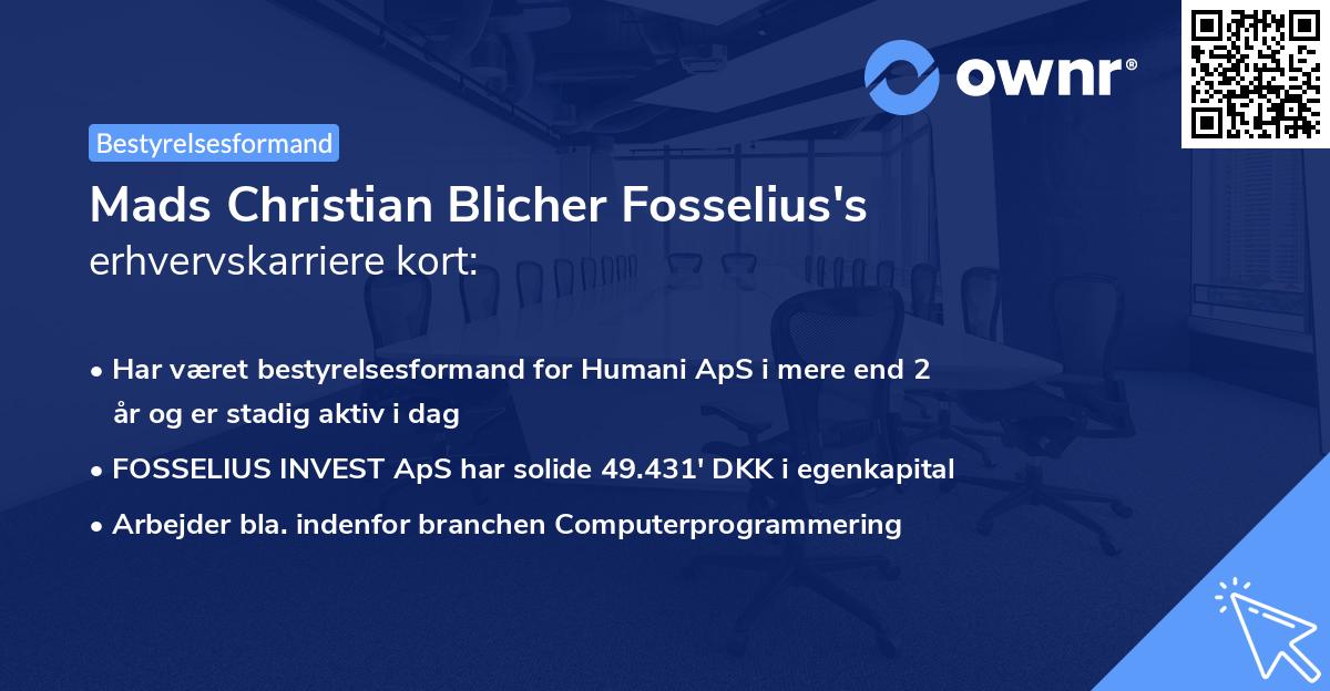 Mads Christian Blicher Fosselius's erhvervskarriere kort