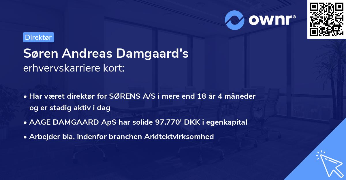 Søren Andreas Damgaard's erhvervskarriere kort