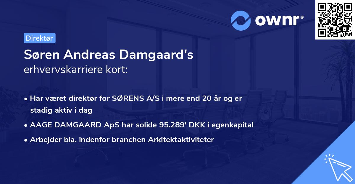 Søren Andreas Damgaard's erhvervskarriere kort