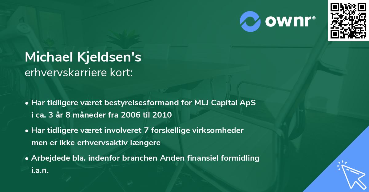 Michael Kjeldsen's erhvervskarriere kort