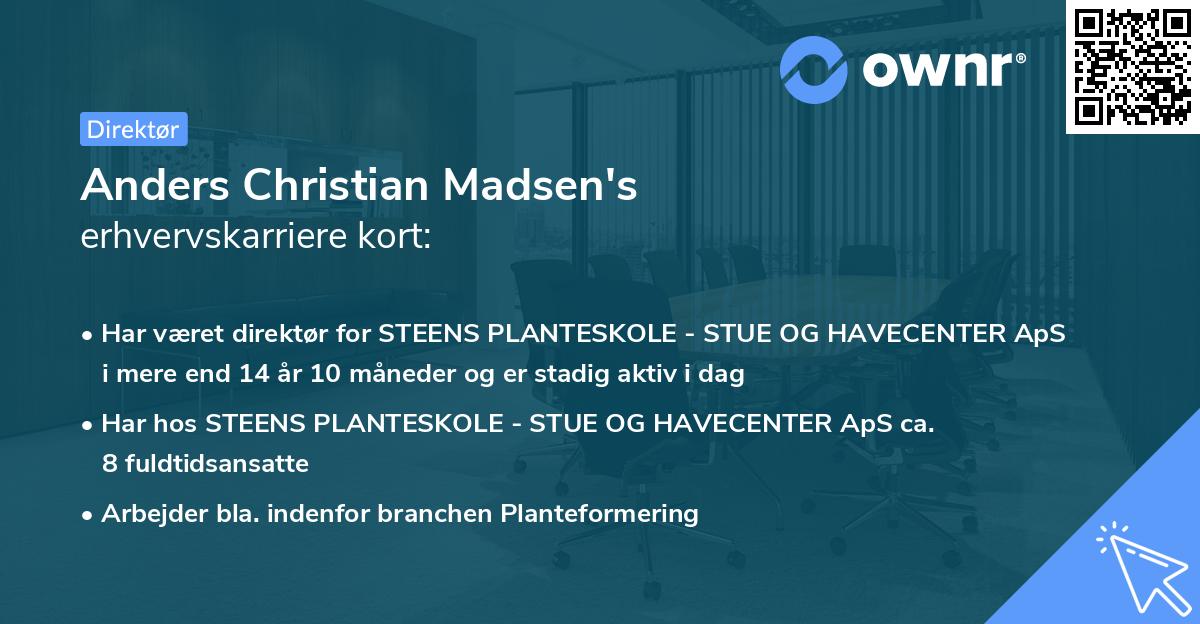 Anders Christian Madsen's erhvervskarriere kort