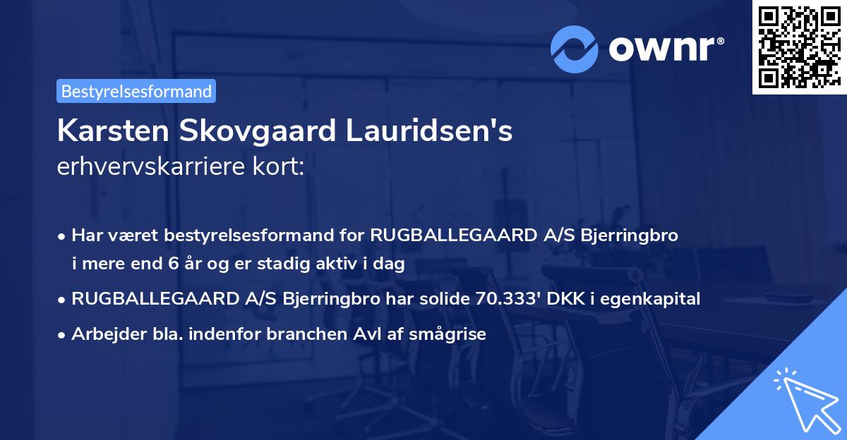 Karsten Skovgaard Lauridsen's erhvervskarriere kort