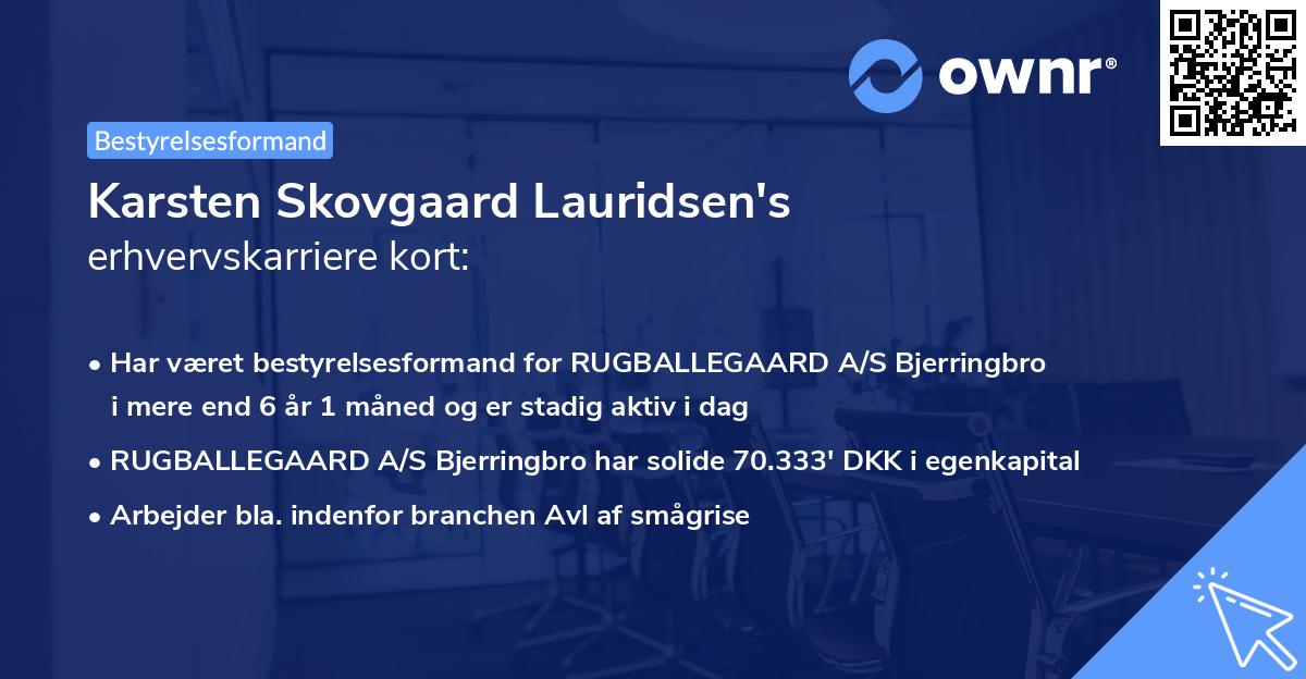 Karsten Skovgaard Lauridsen's erhvervskarriere kort
