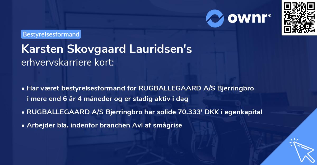 Karsten Skovgaard Lauridsen's erhvervskarriere kort