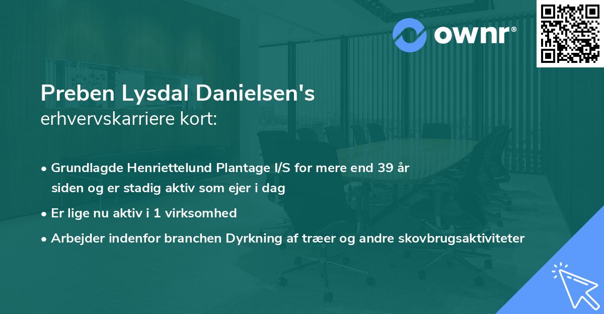 Preben Lysdal Danielsen's erhvervskarriere kort