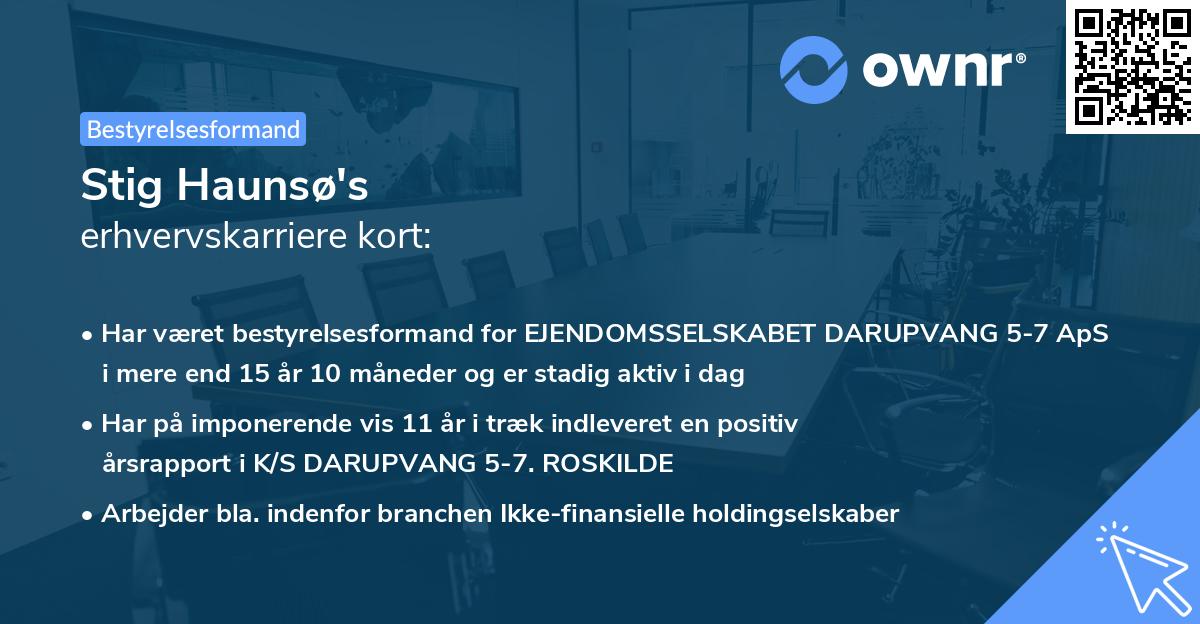 Stig Haunsø's erhvervskarriere kort