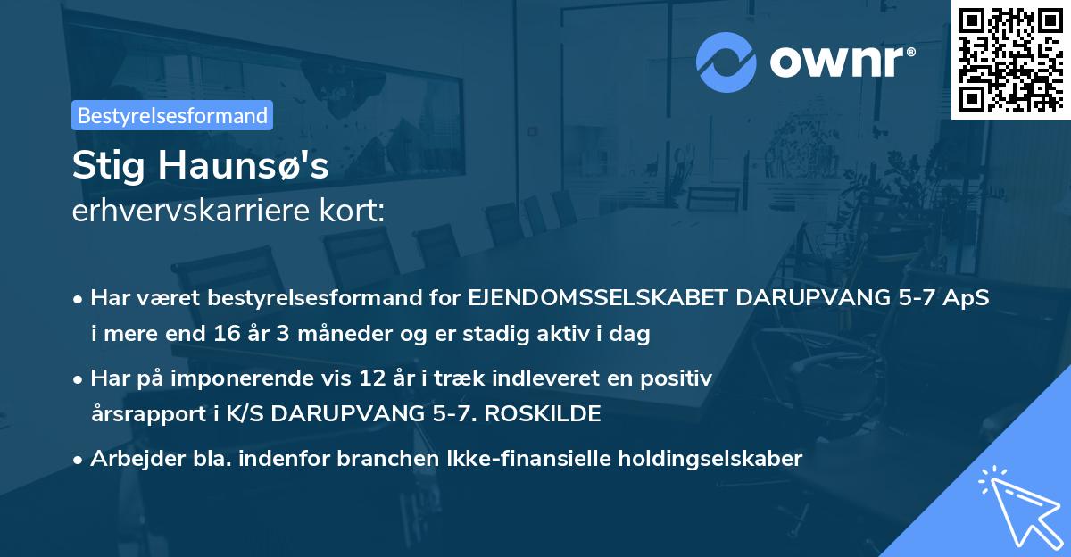 Stig Haunsø's erhvervskarriere kort