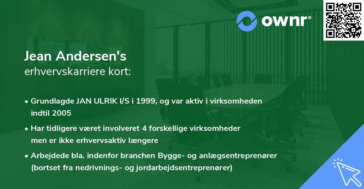 Jean Andersen's erhvervskarriere kort