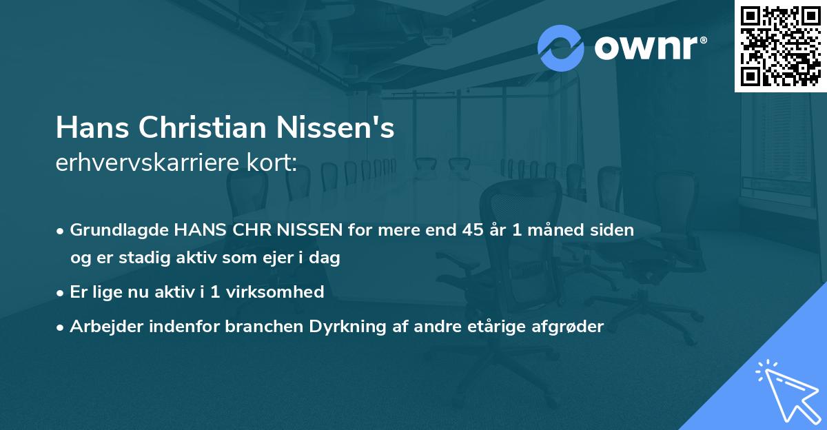 Hans Christian Nissen's erhvervskarriere kort