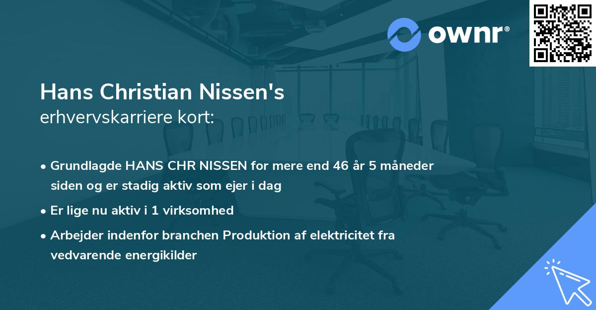 Hans Christian Nissen's erhvervskarriere kort