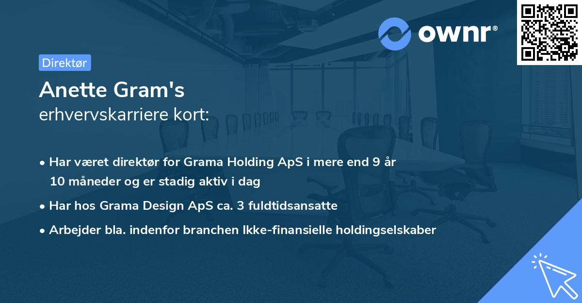 Anette Gram's erhvervskarriere kort