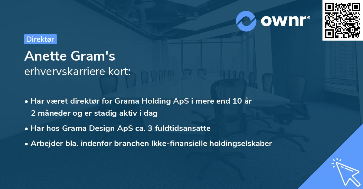 Anette Gram's erhvervskarriere kort