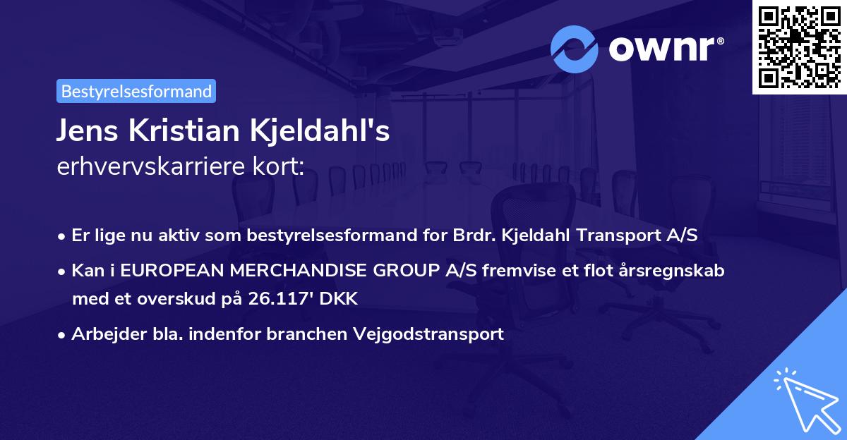 Jens Kristian Kjeldahl's erhvervskarriere kort