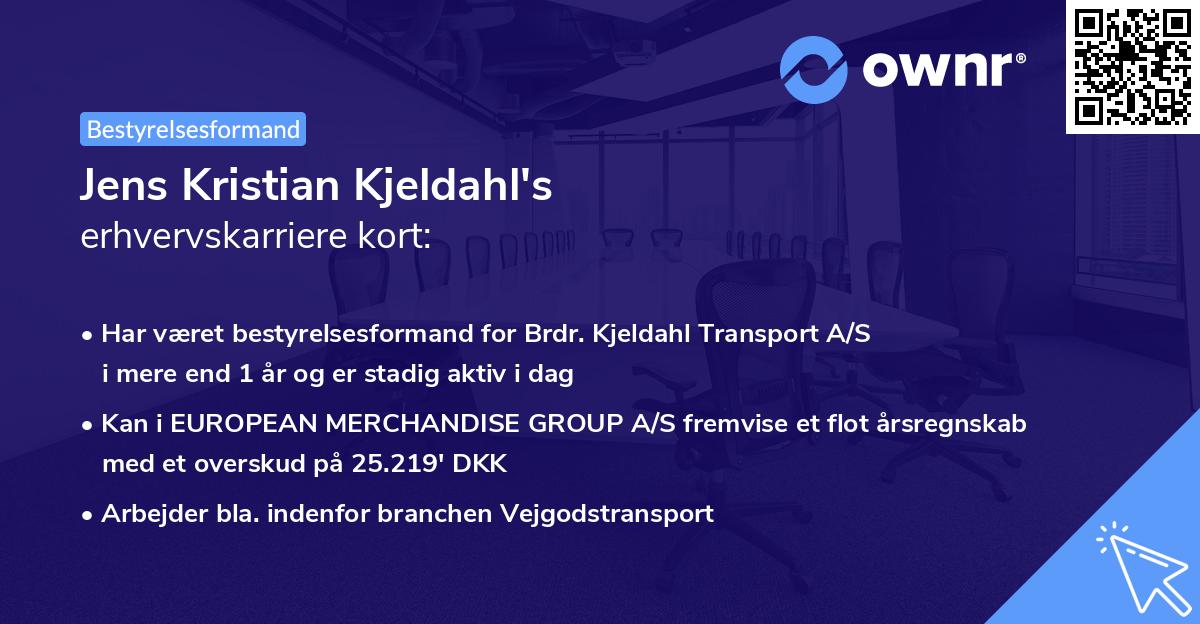 Jens Kristian Kjeldahl's erhvervskarriere kort