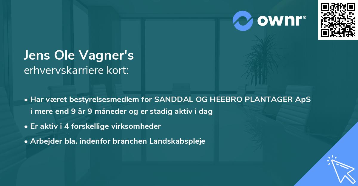 Jens Ole Vagner's erhvervskarriere kort