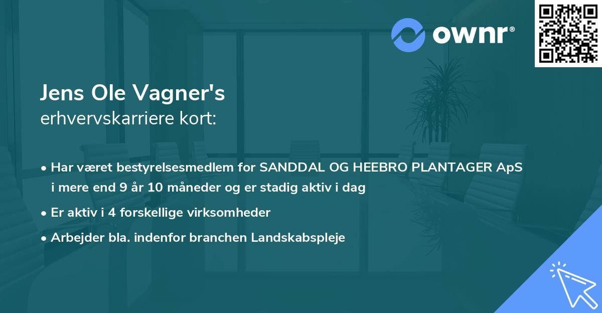 Jens Ole Vagner's erhvervskarriere kort