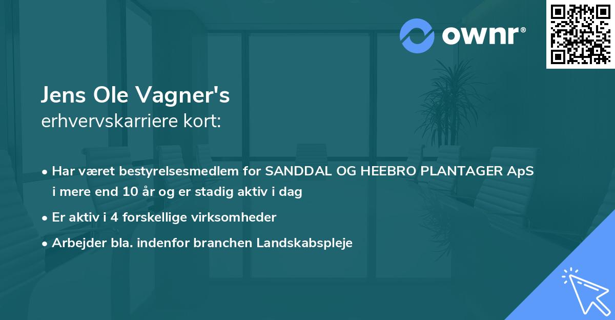 Jens Ole Vagner's erhvervskarriere kort