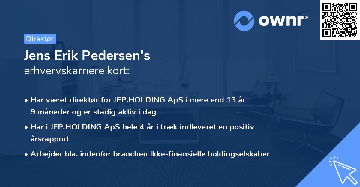 Jens Erik Pedersen's erhvervskarriere kort
