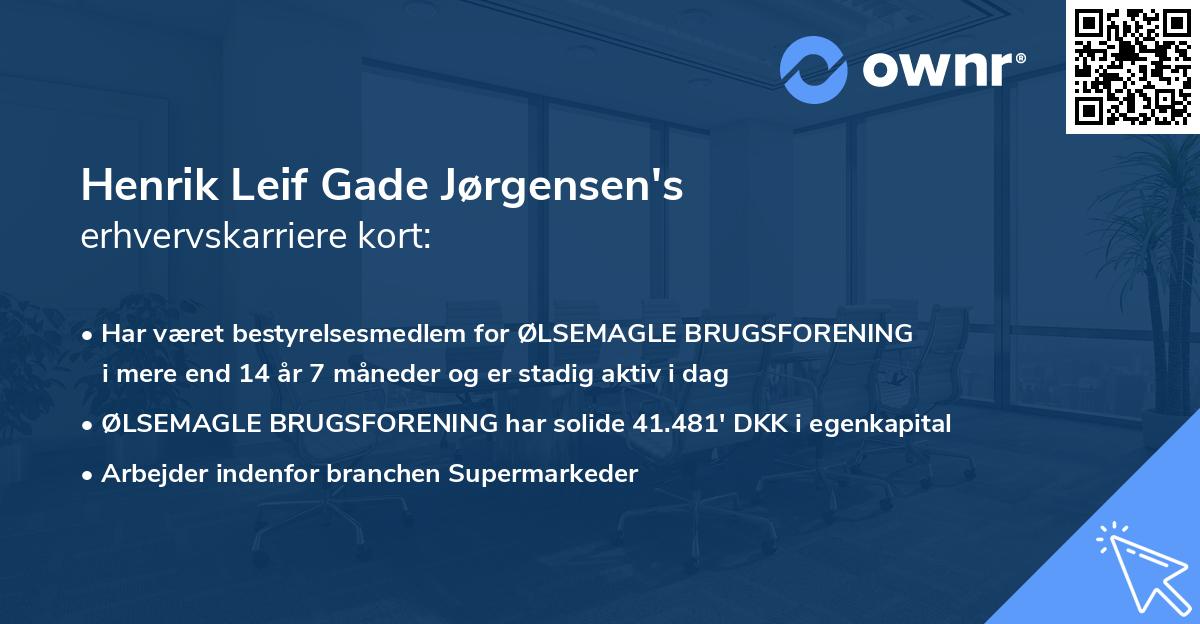 Henrik Leif Gade Jørgensen's erhvervskarriere kort