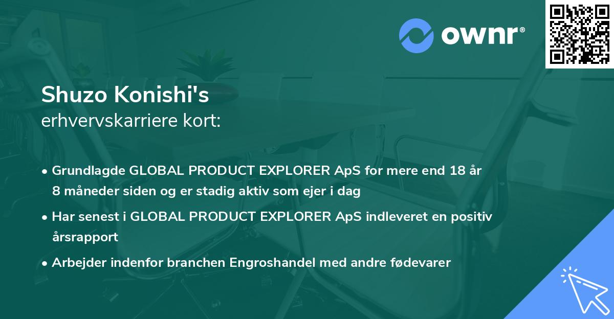 Shuzo Konishi's erhvervskarriere kort