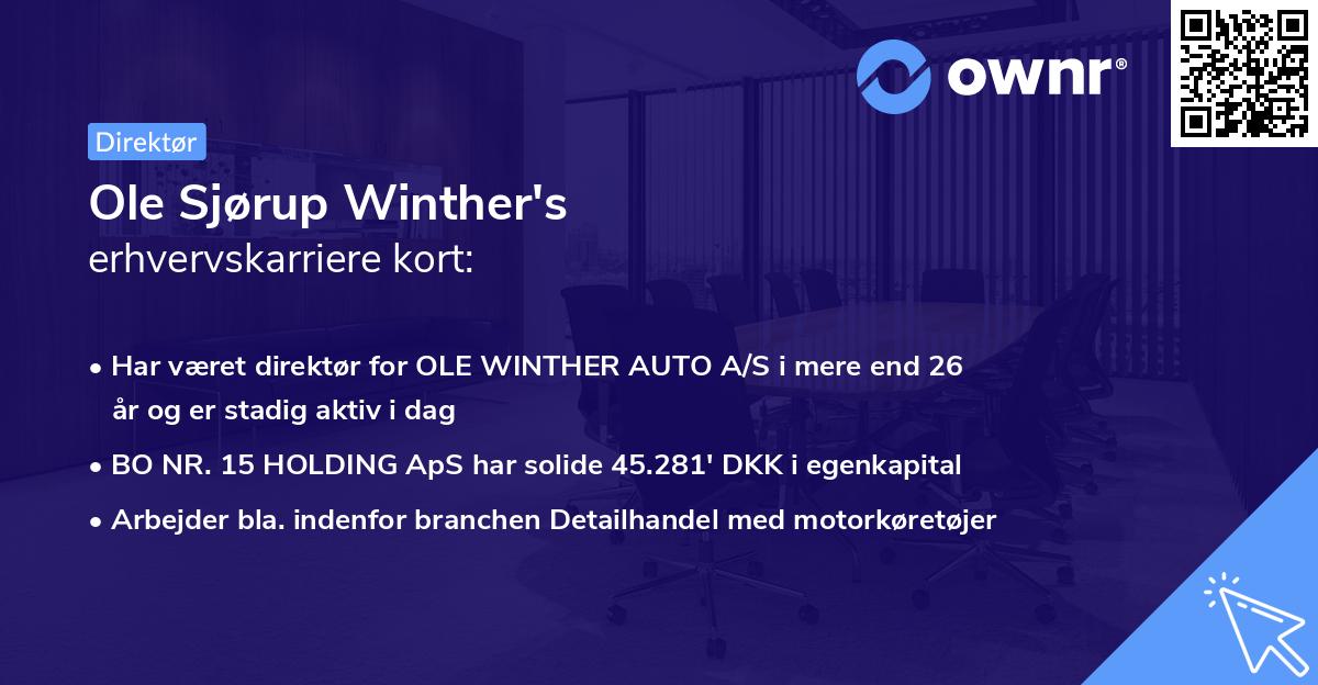 Ole Sjørup Winther's erhvervskarriere kort