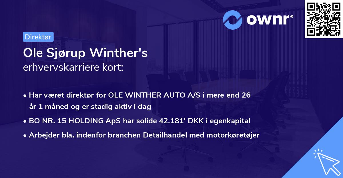 Ole Sjørup Winther's erhvervskarriere kort