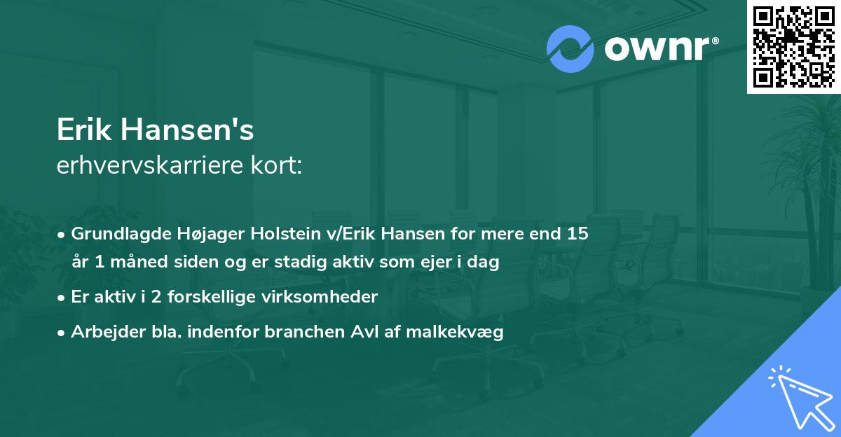 Erik Hansen's erhvervskarriere kort