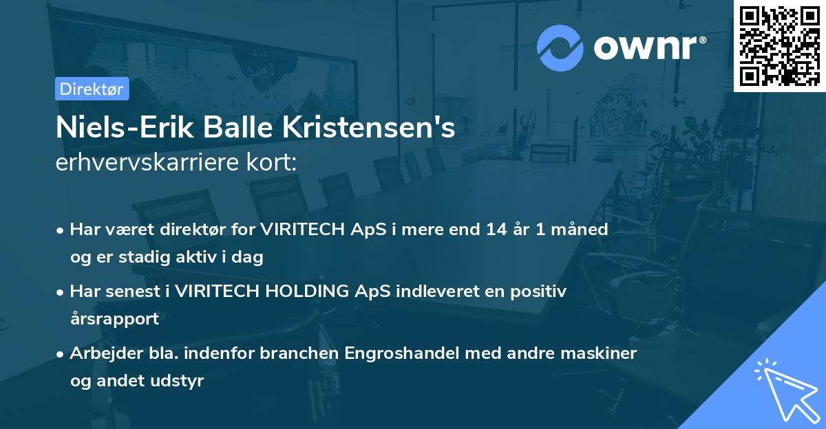 Niels-Erik Balle Kristensen's erhvervskarriere kort
