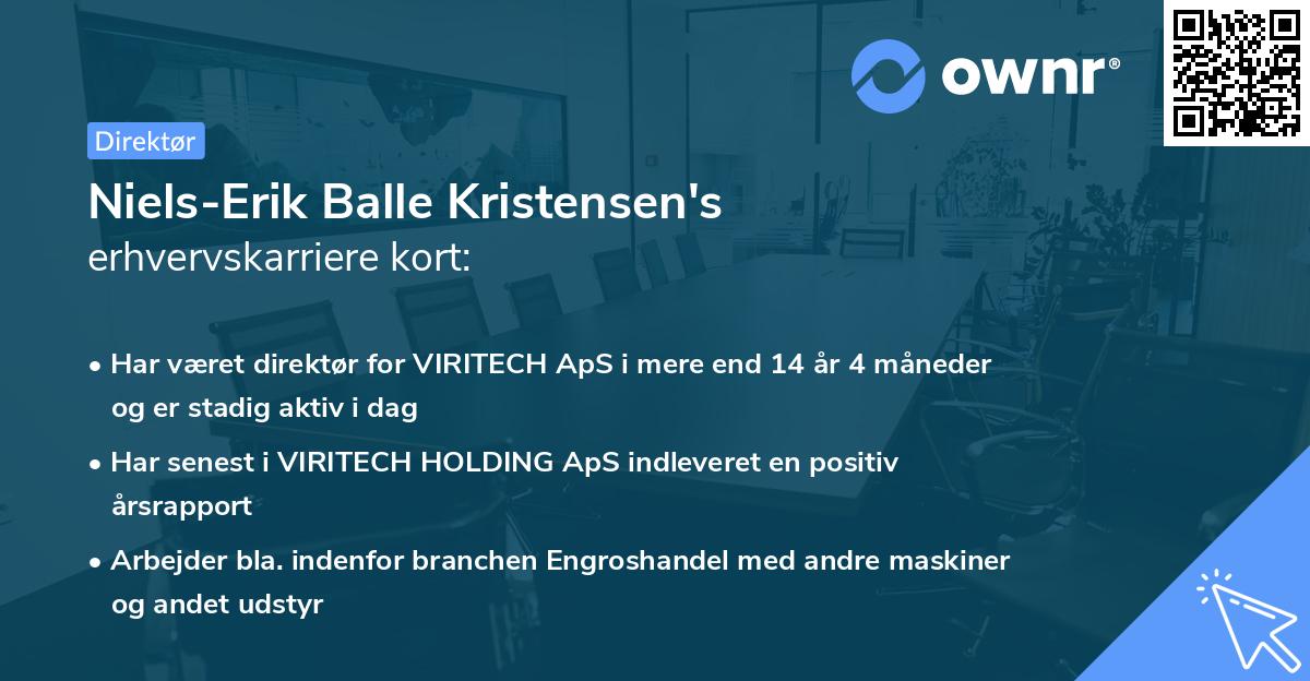Niels-Erik Balle Kristensen's erhvervskarriere kort