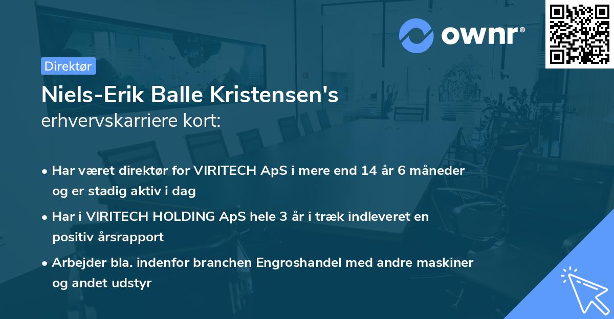 Niels-Erik Balle Kristensen's erhvervskarriere kort