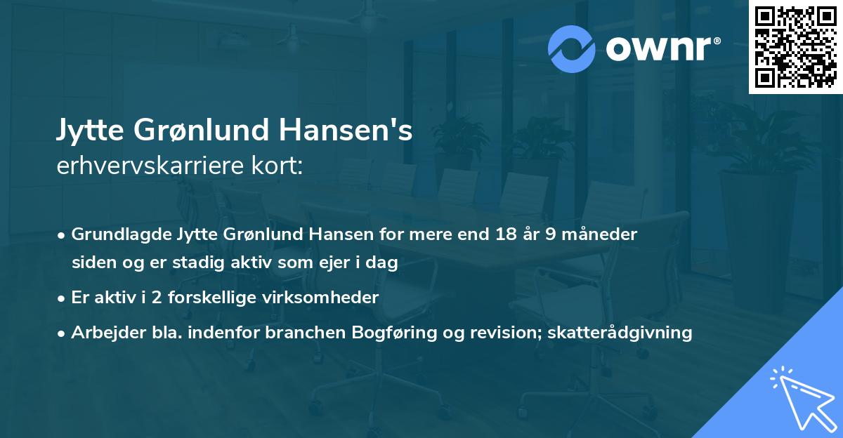 Jytte Grønlund Hansen's erhvervskarriere kort