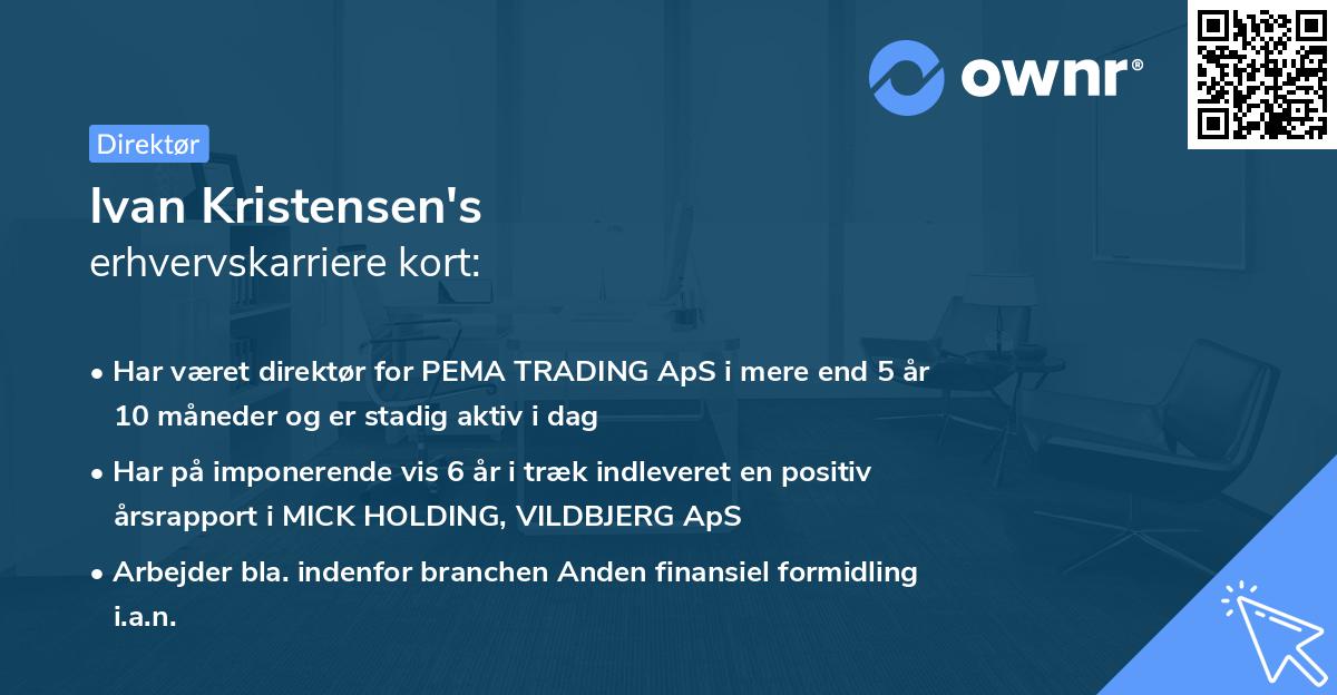 Ivan Kristensen's erhvervskarriere kort