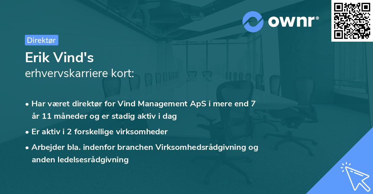 Erik Vind's erhvervskarriere kort
