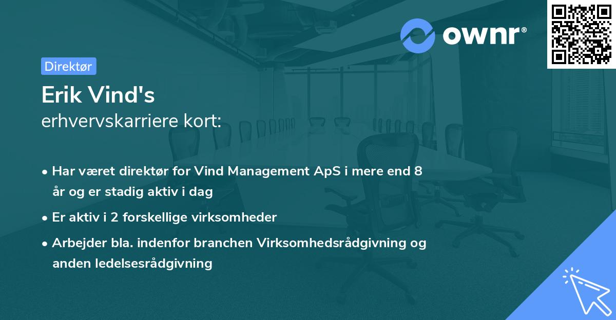 Erik Vind's erhvervskarriere kort