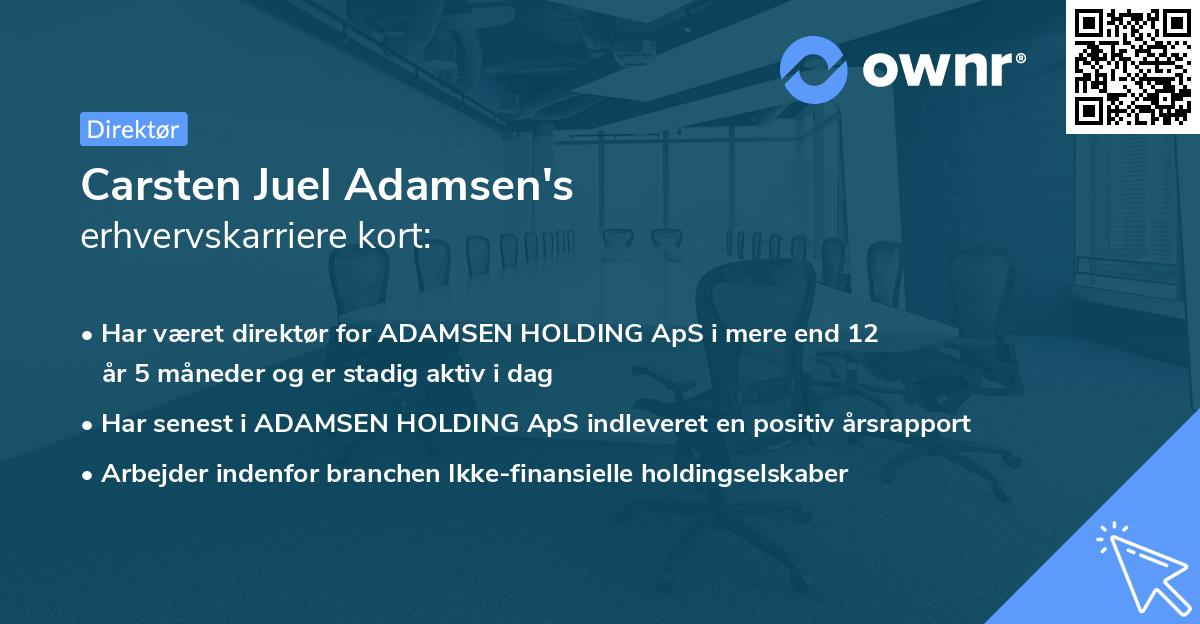 Carsten Juel Adamsen's erhvervskarriere kort