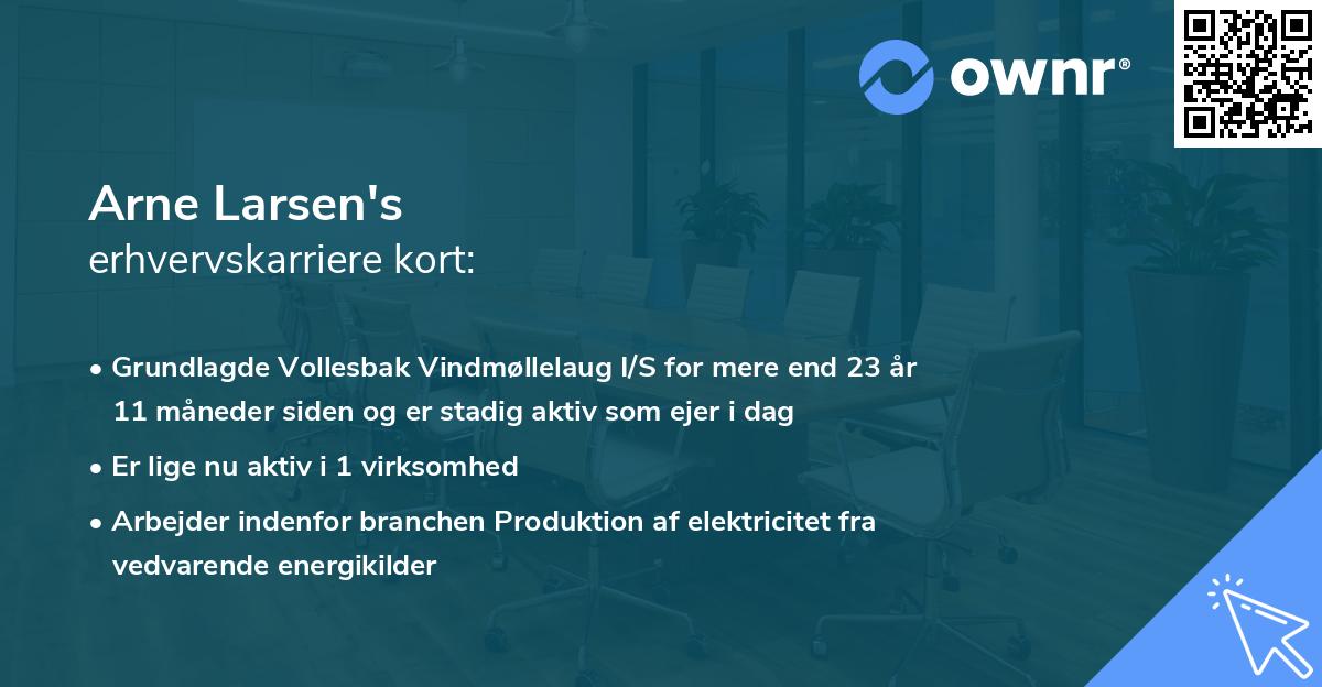 Arne Larsen's erhvervskarriere kort