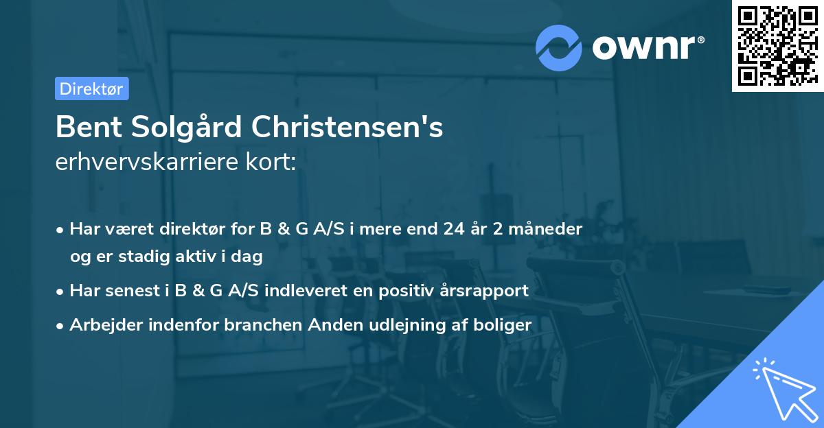 Bent Solgård Christensen's erhvervskarriere kort