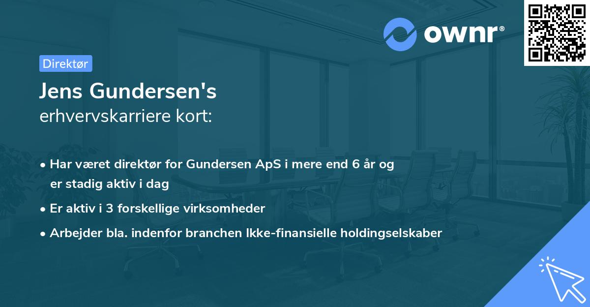 Jens Gundersen's erhvervskarriere kort