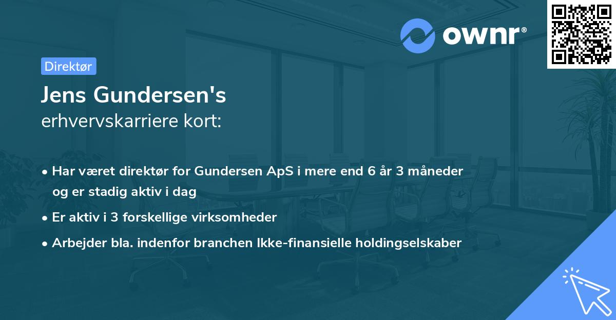 Jens Gundersen's erhvervskarriere kort
