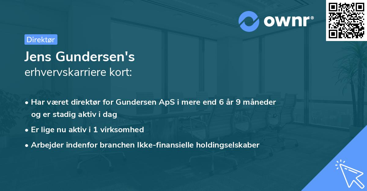 Jens Gundersen's erhvervskarriere kort