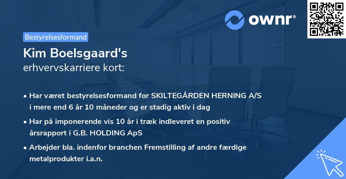 Kim Boelsgaard's erhvervskarriere kort