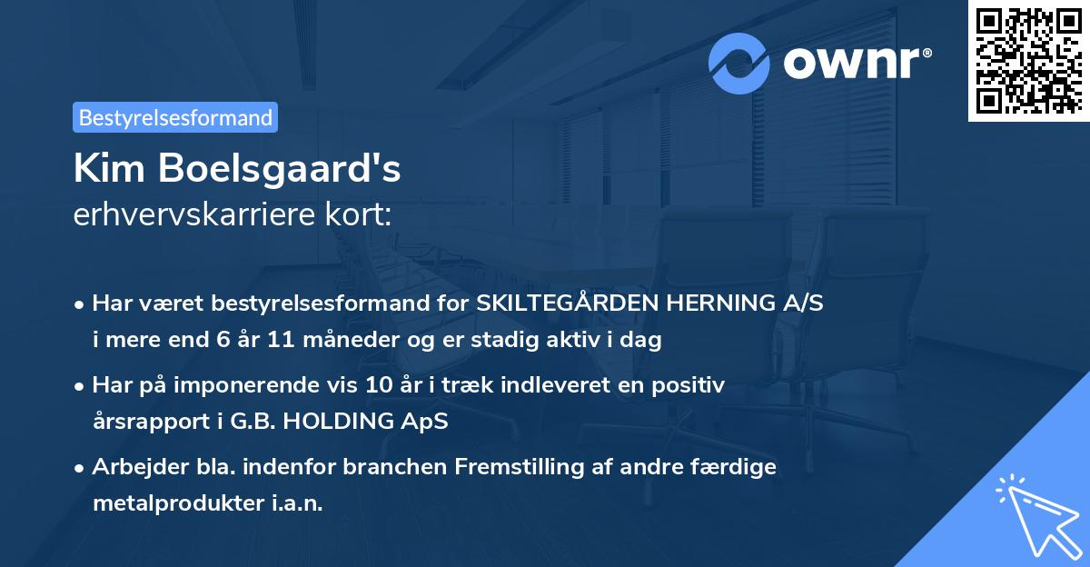 Kim Boelsgaard's erhvervskarriere kort