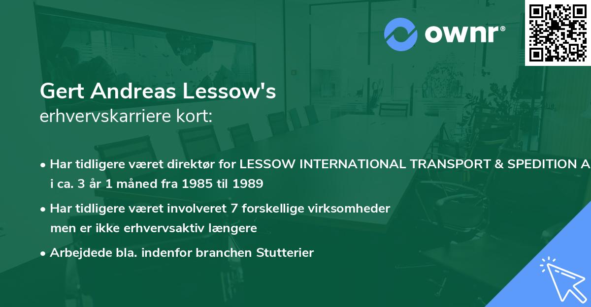 Gert Andreas Lessow's erhvervskarriere kort