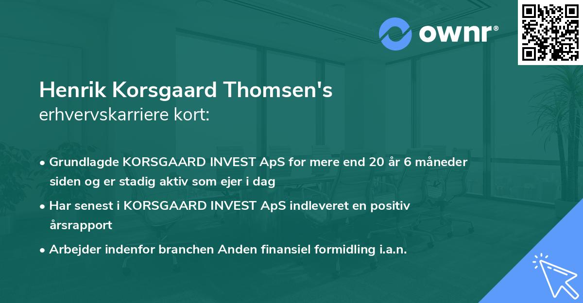 Henrik Korsgaard Thomsen's erhvervskarriere kort
