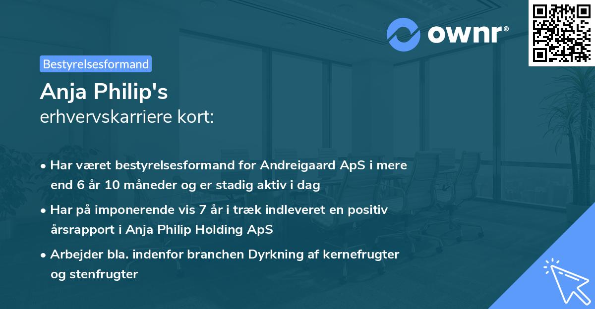 Anja Philip's erhvervskarriere kort