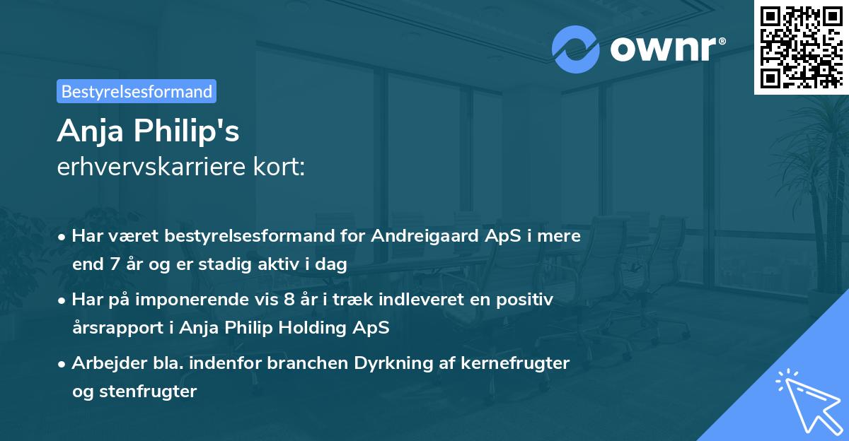 Anja Philip's erhvervskarriere kort