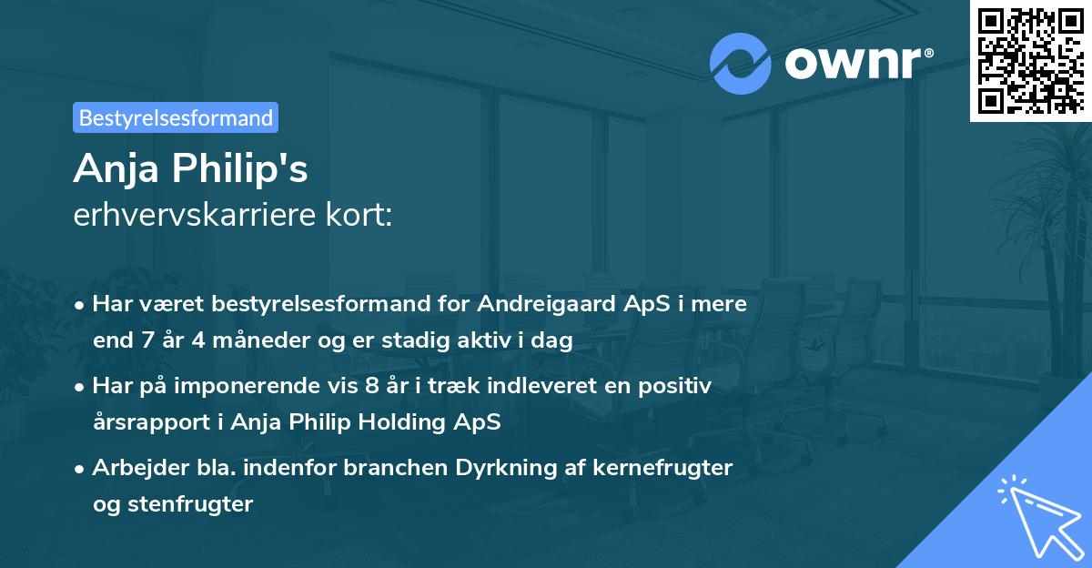 Anja Philip's erhvervskarriere kort