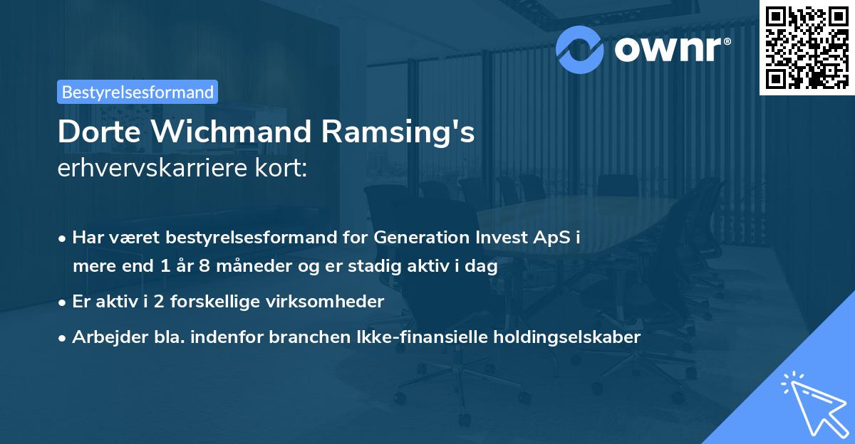 Dorte Wichmand Ramsing's erhvervskarriere kort